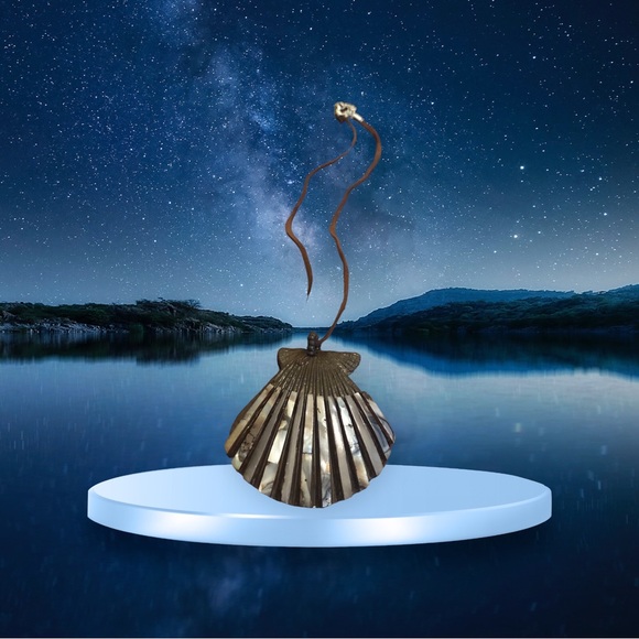 Brown/Gray Shell Pendant Necklace with Brown Cord - Picture 9 of 9